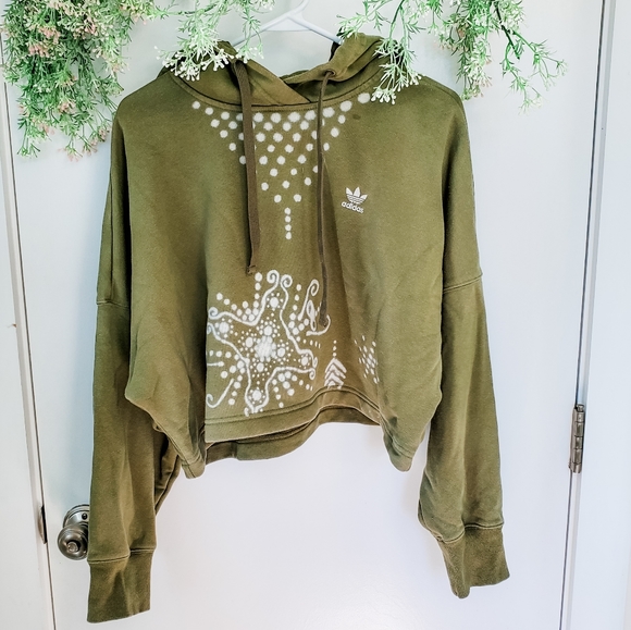 adidas Tops - Adidas Green Cropped Bleach Print Sweatshirt